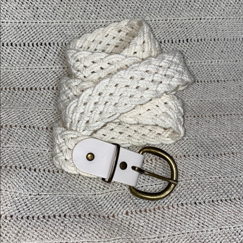 Vintage white braided fabric belt